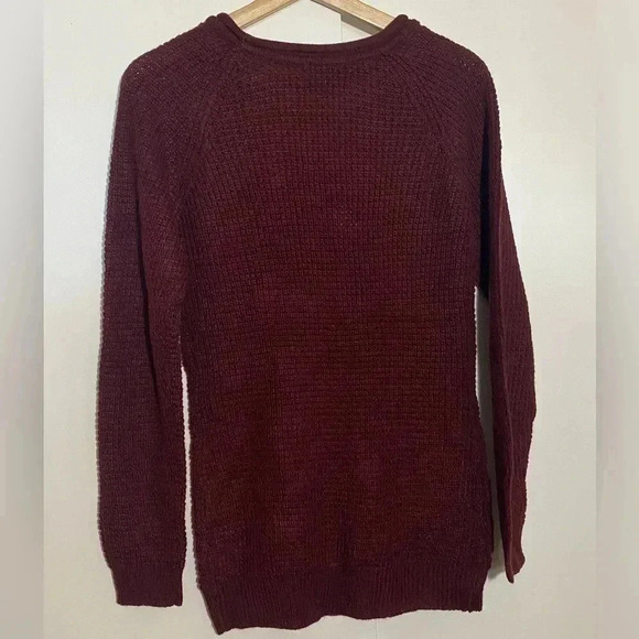 FASHION NOVA women’s waffle  crewneck sweater burgundy size M - Picture 8 of 8